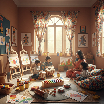 Creative corners for art, music, and storytelling
